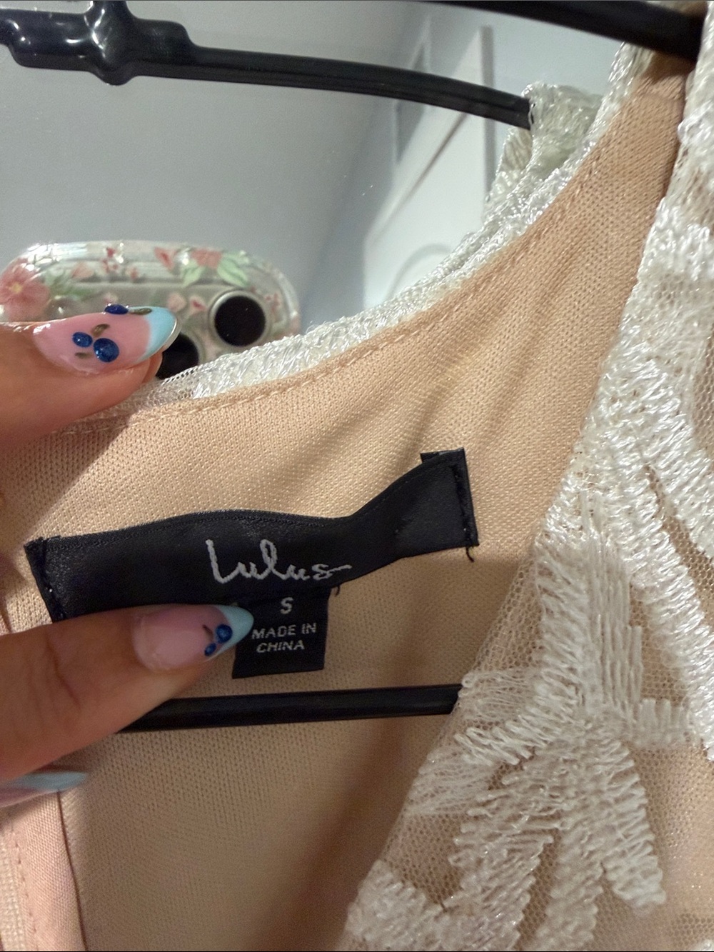 Nookie Nude Dress with White Lace Overlay - Picture 2 of 2